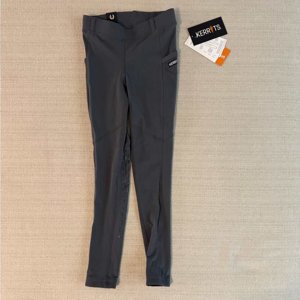 Kerrits kids ice fil full seat tech tights small shadow riding pants girls gray